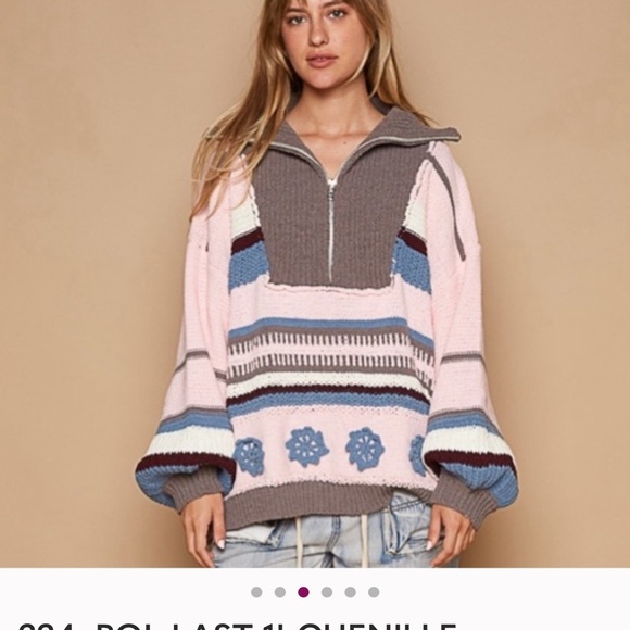 POL Sweaters - POL oversized Women's Multicolor Chenille Sweater
